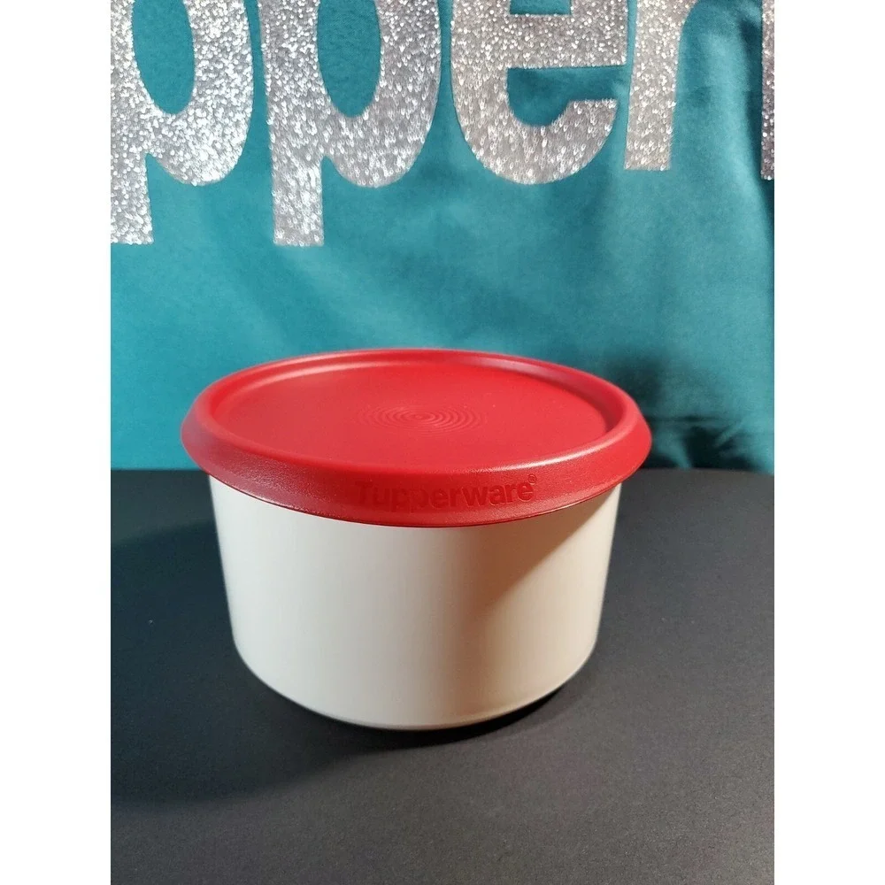 Tupperware One Touch Canister Mini Bote Red Set Of 2 Each 5.5 cup /1.5qt New